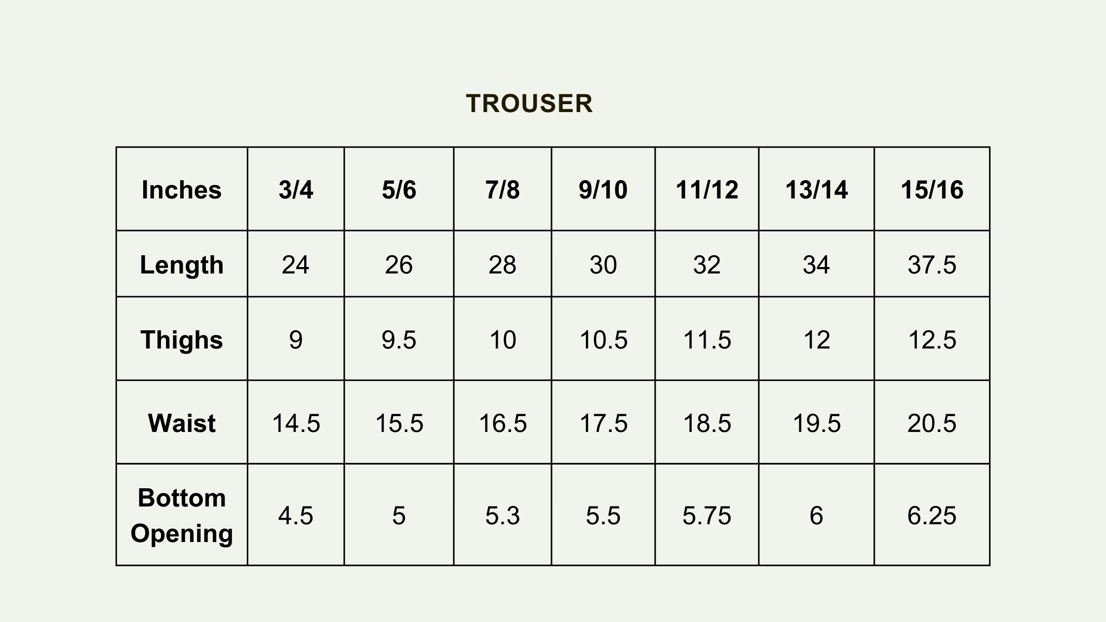 Size Chart