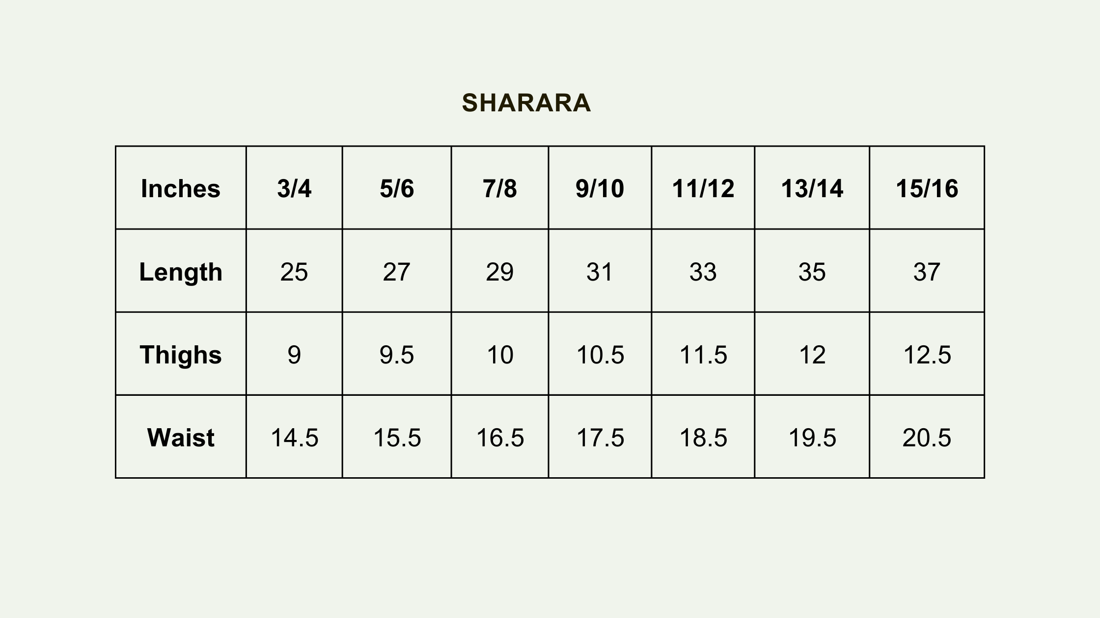 Size Chart