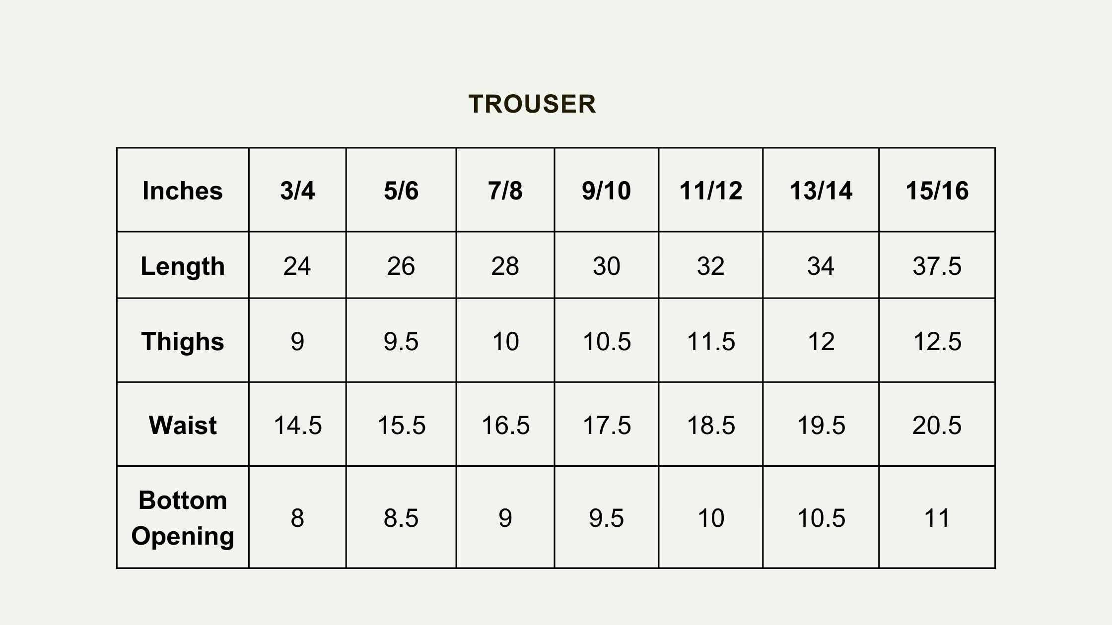 Size Chart