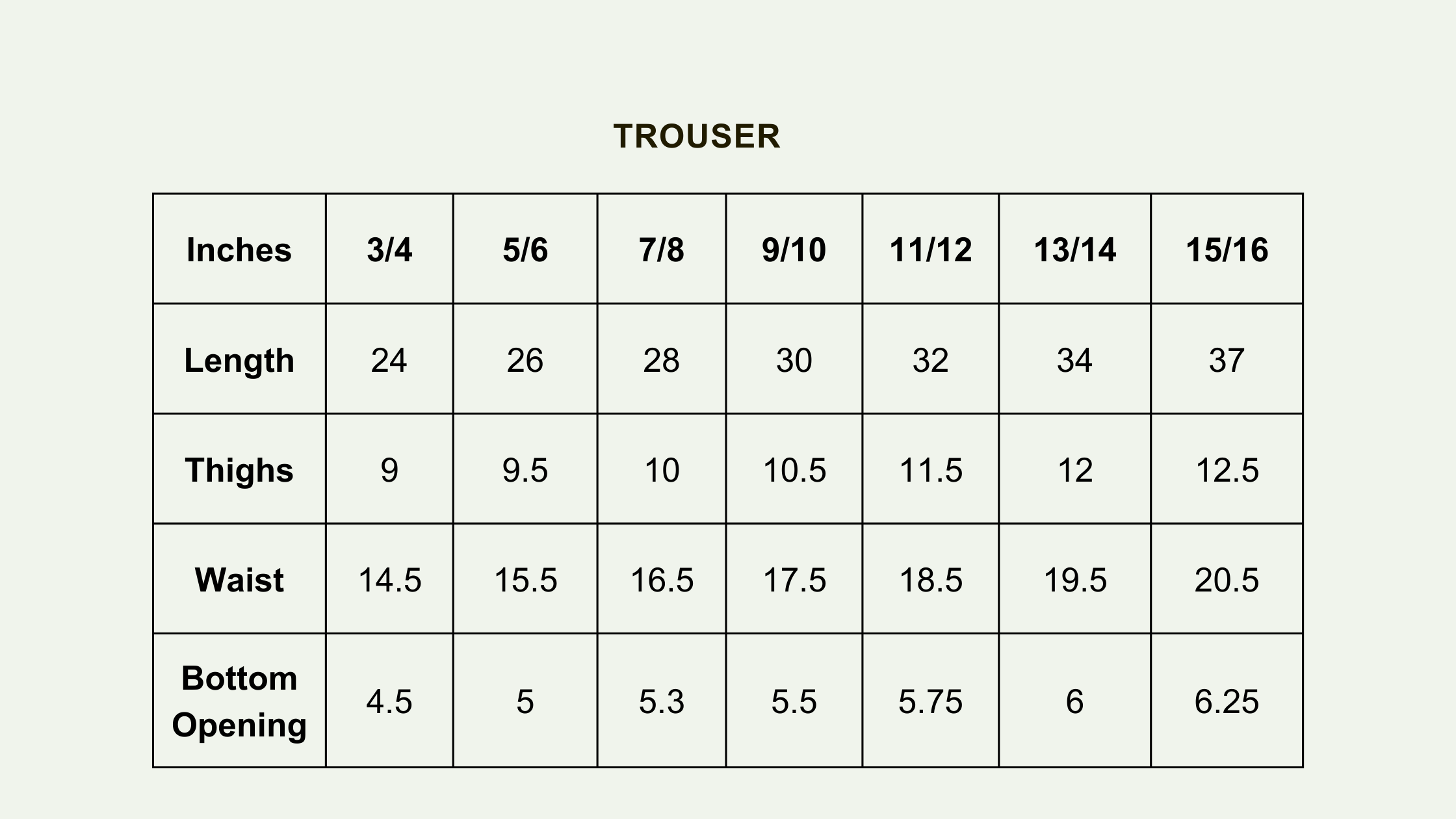 Size Chart